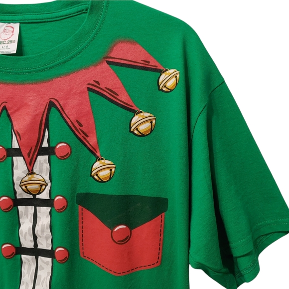 Christmas December 25th Men's ugly fun elf green t-shirt size large - Picture 2 of 9